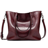 Trendy European Oil Leather Tote Bag for Winter