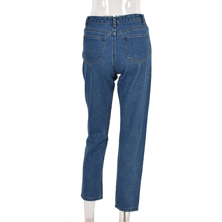 New High-waist Washed Blue Jeans
