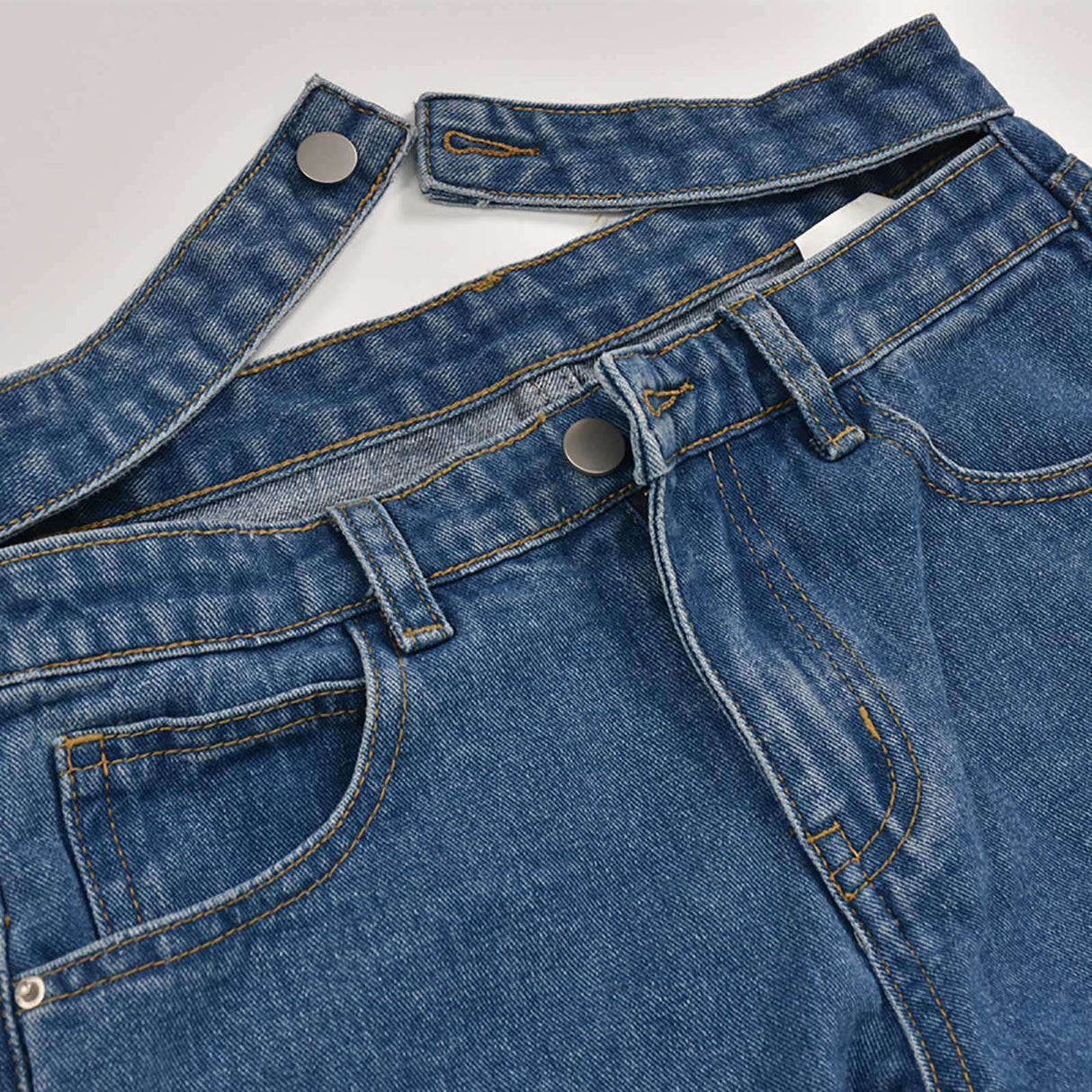 New High-waist Washed Blue Jeans