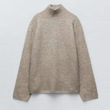 New Standard Collar Loose Fitting Solid Color Knitwear