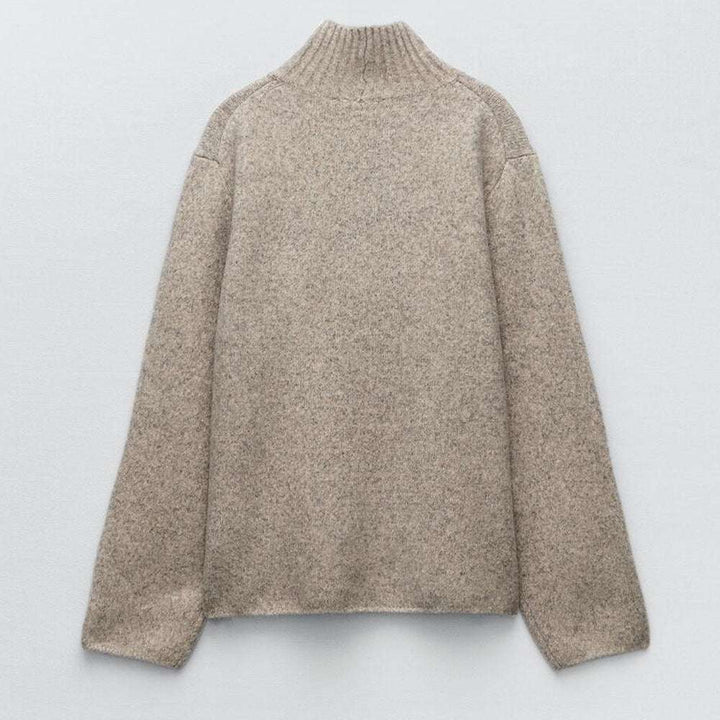 New Standard Collar Loose Fitting Solid Color Knitwear