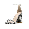 Plaid chunky heel high heel women's shoes