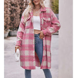 Plaid Mohair Coat with Long-Length Design