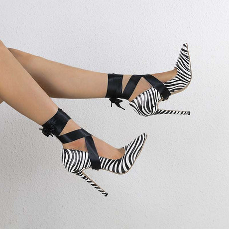 Pointed striped High Heels