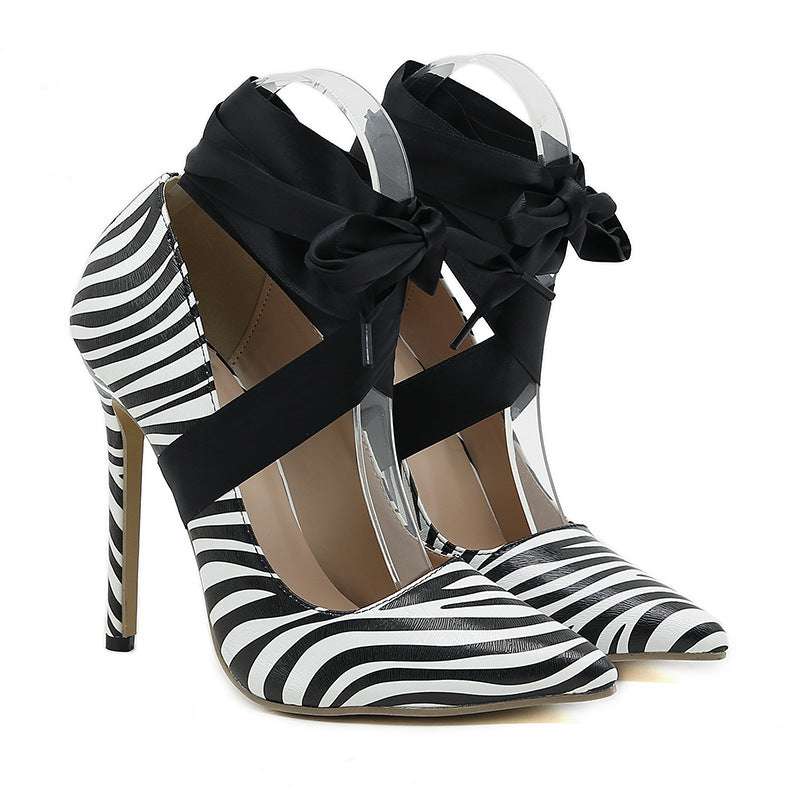 Pointed striped High Heels