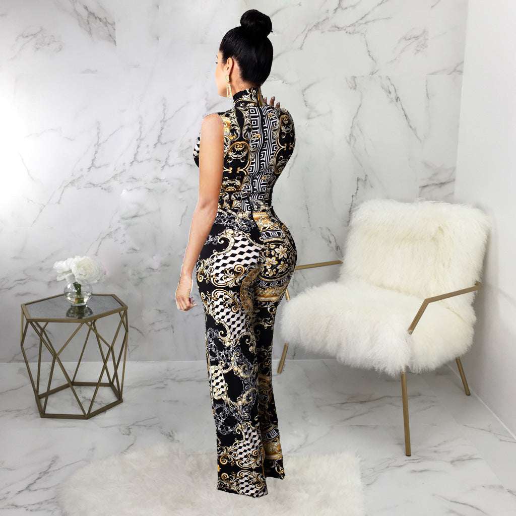 Printed sleeveless women's jumpsuit