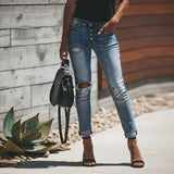 Retro Ripped Stretch Jeans