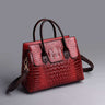 Retro Style Crocodile Pattern Handbag with Multiple Compartments