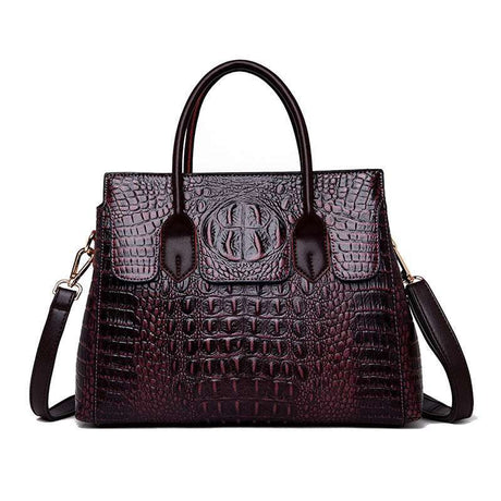 Retro Style Crocodile Pattern Handbag with Multiple Compartments