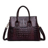 Retro Style Crocodile Pattern Handbag with Multiple Compartments