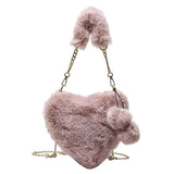 Rex Rabbit Plush One-Shoulder Crossbody Bag in Love Heart Shape