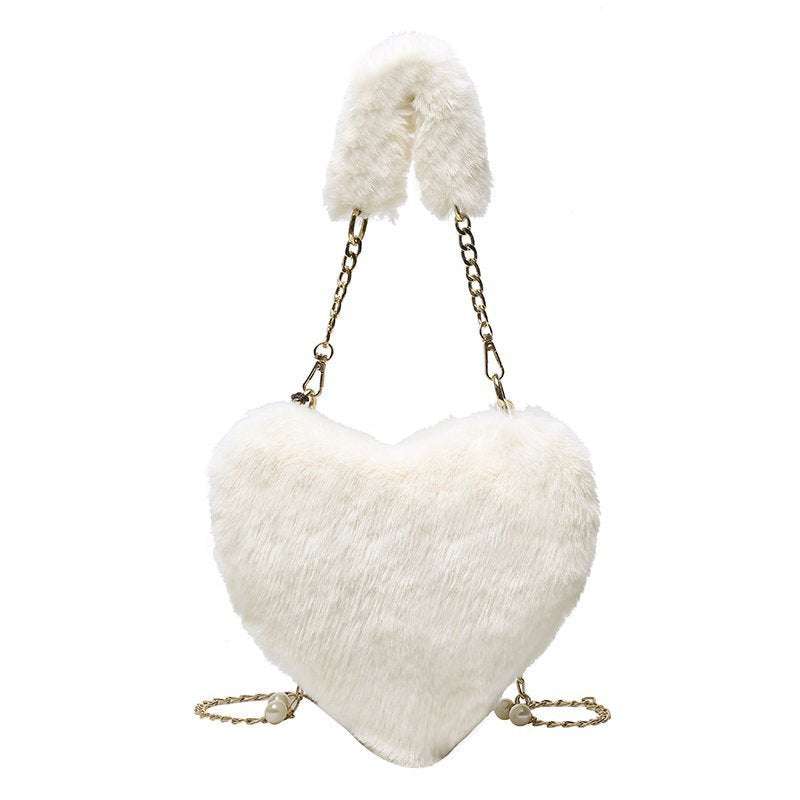 Rex Rabbit Plush One-Shoulder Crossbody Bag in Love Heart Shape