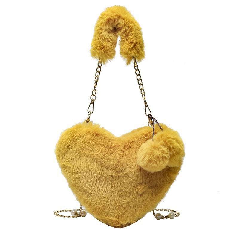 Rex Rabbit Plush One-Shoulder Crossbody Bag in Love Heart Shape