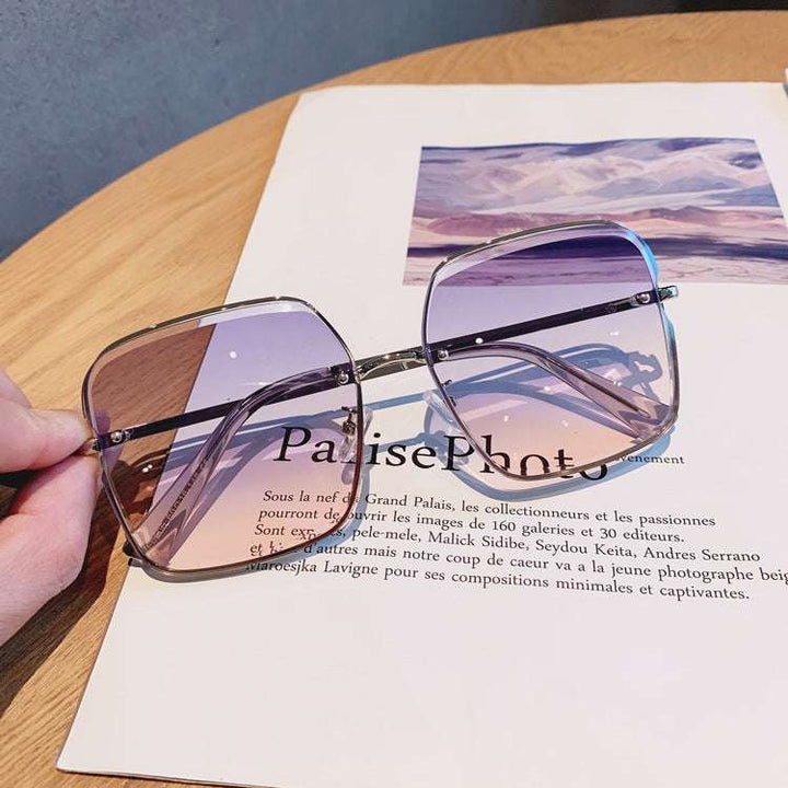 Rimless cut square sunglasses