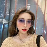 Rimless cut square sunglasses