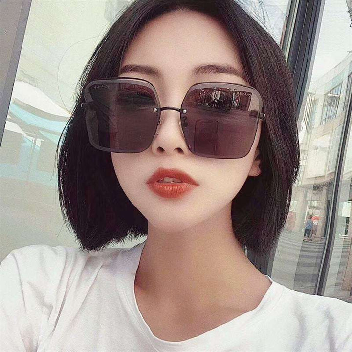 Rimless cut square sunglasses