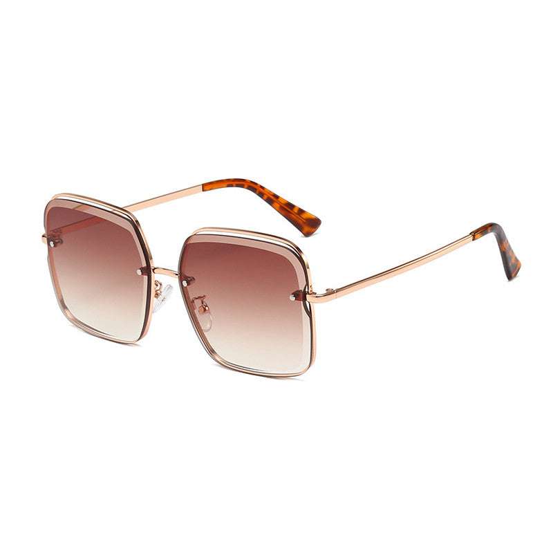 Rimless cut square sunglasses