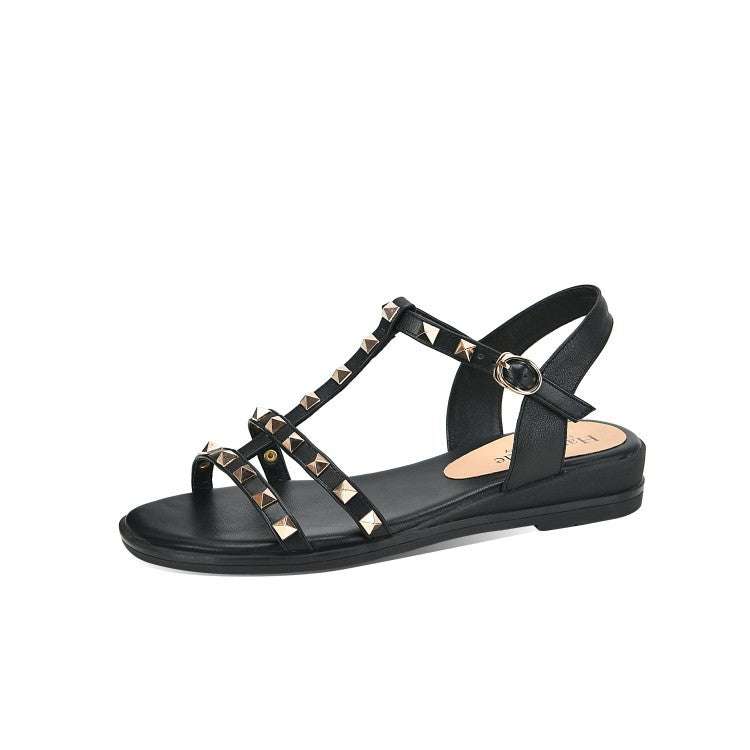 Rivet Cowhide Sandals