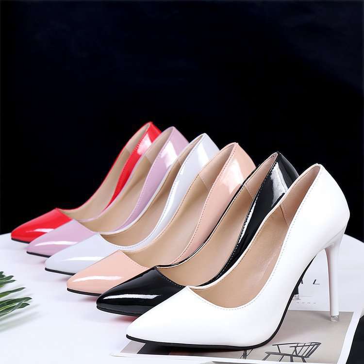 Shallow Mouth Women's Shoes Pointed Toe All-match Patent Leather Women's Single Shoes