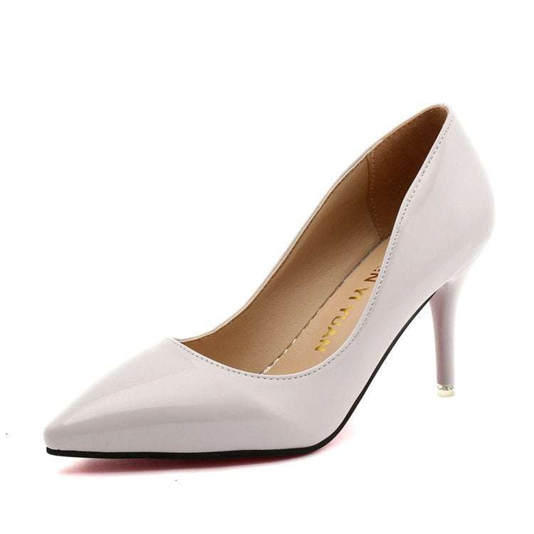 Shallow Mouth Women's Shoes Pointed Toe All-match Patent Leather Women's Single Shoes