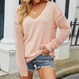 Simple Solid Color Hollow Sweater