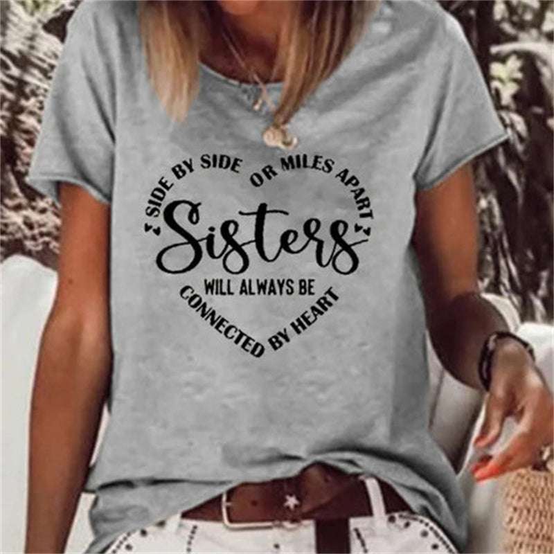 Sisters Casual Print Short-sleeved Top