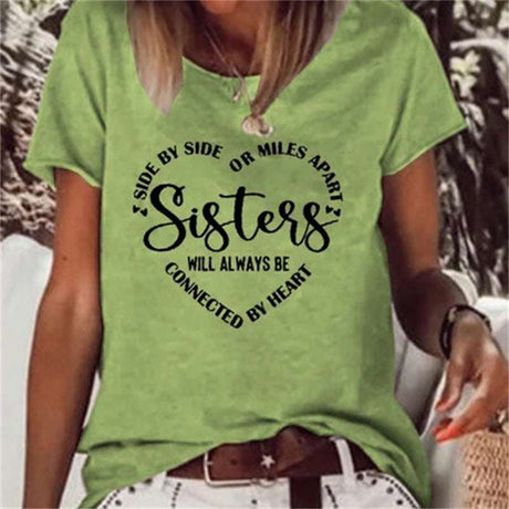 Sisters Casual Print Short-sleeved Top