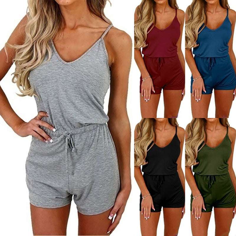 Sleeveless Lace-Up Shorts Jumpsuit