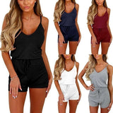 Sleeveless Lace-Up Shorts Jumpsuit