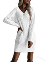 Solid Color And V-neck Pullover Dress Sweater