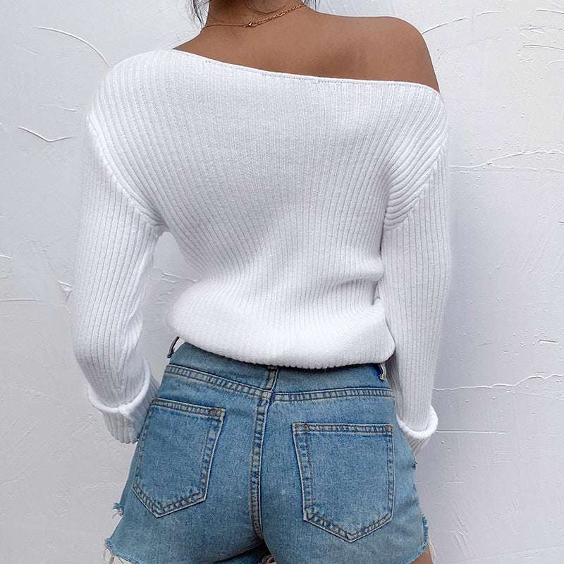 Solid-color Knitted Sweater