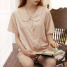 Solid Color Silk Short Sleeve Loungewear Set