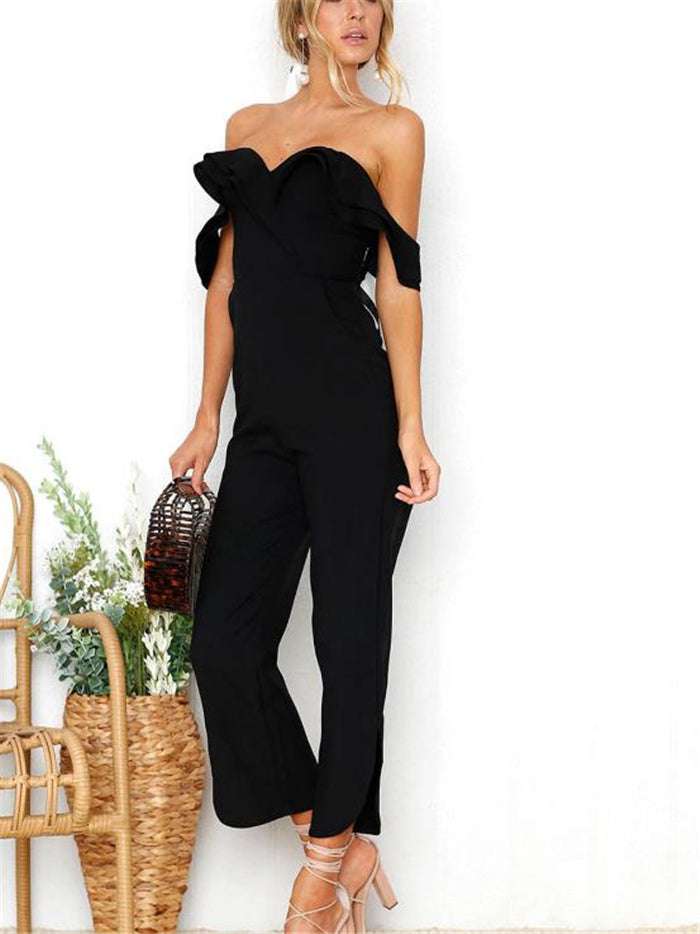 Solid Colour Jumpsuit With Open Shoulders