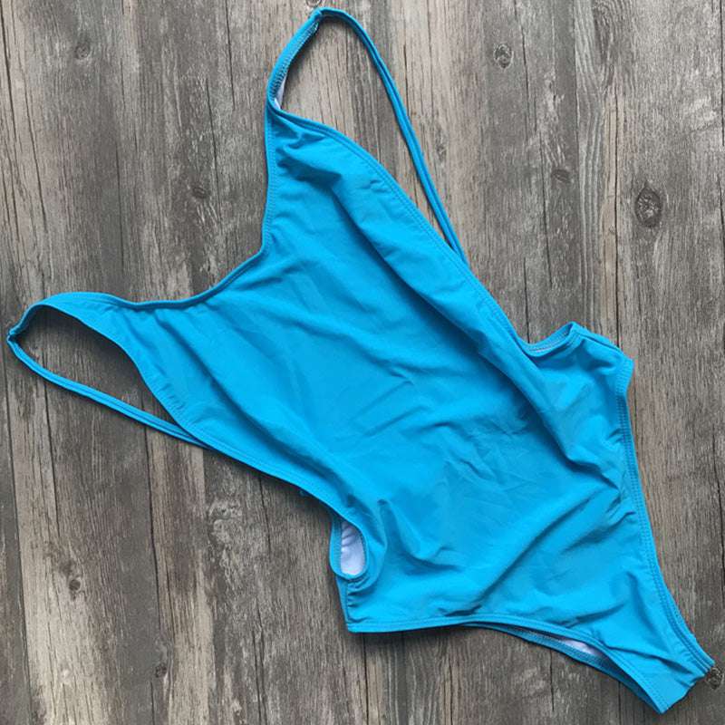 Solid Colour One-Piece Swimsuit for Summer