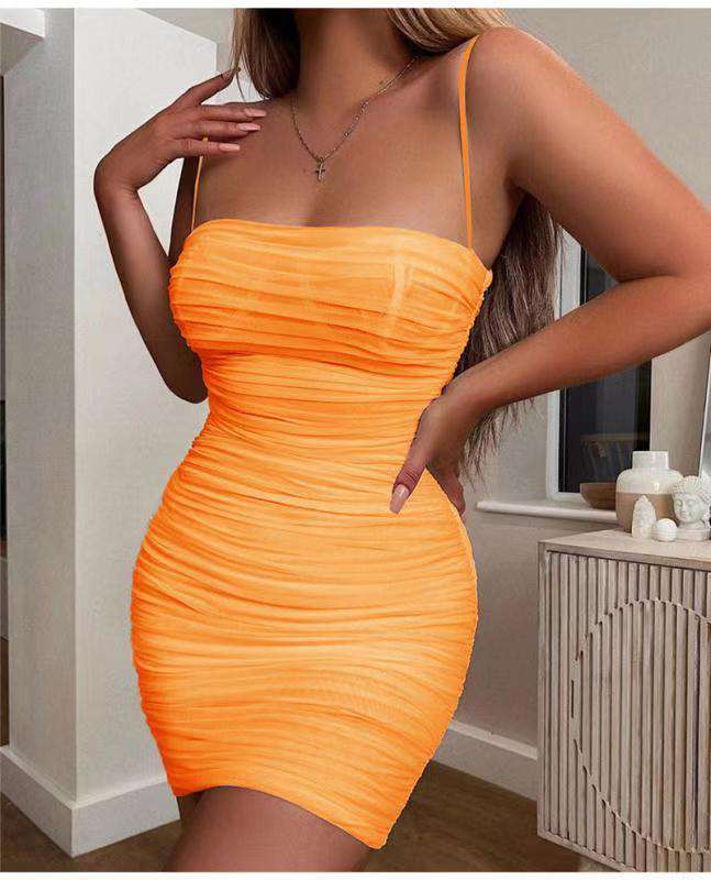 Spaghetti Strap Sash Party Dress