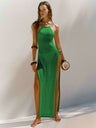 Strappy Halterneck Long Dress With Double Side Slits Design