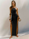 Strappy Halterneck Long Dress With Double Side Slits Design