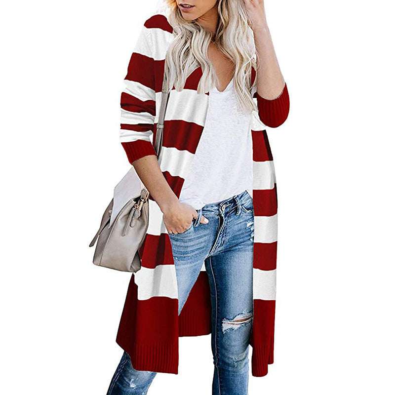 Stripped Long Cardigan