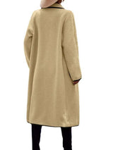 Stylish Color Block Cashmere Long Coat with Pockets