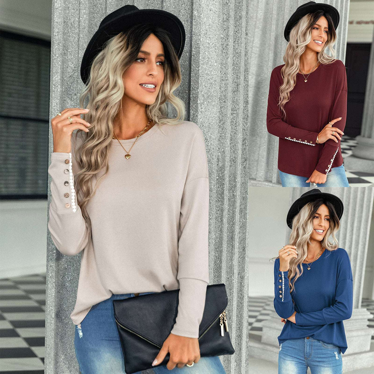 Stylish Loose Fitting Solid Color Top