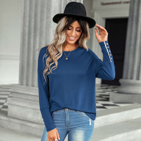 Stylish Loose Fitting Solid Color Top