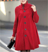 Stylish Mid-Length Woolen Cloak Coat for Plus Size Women