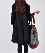 Stylish Mid-Length Woolen Cloak Coat for Plus Size Women