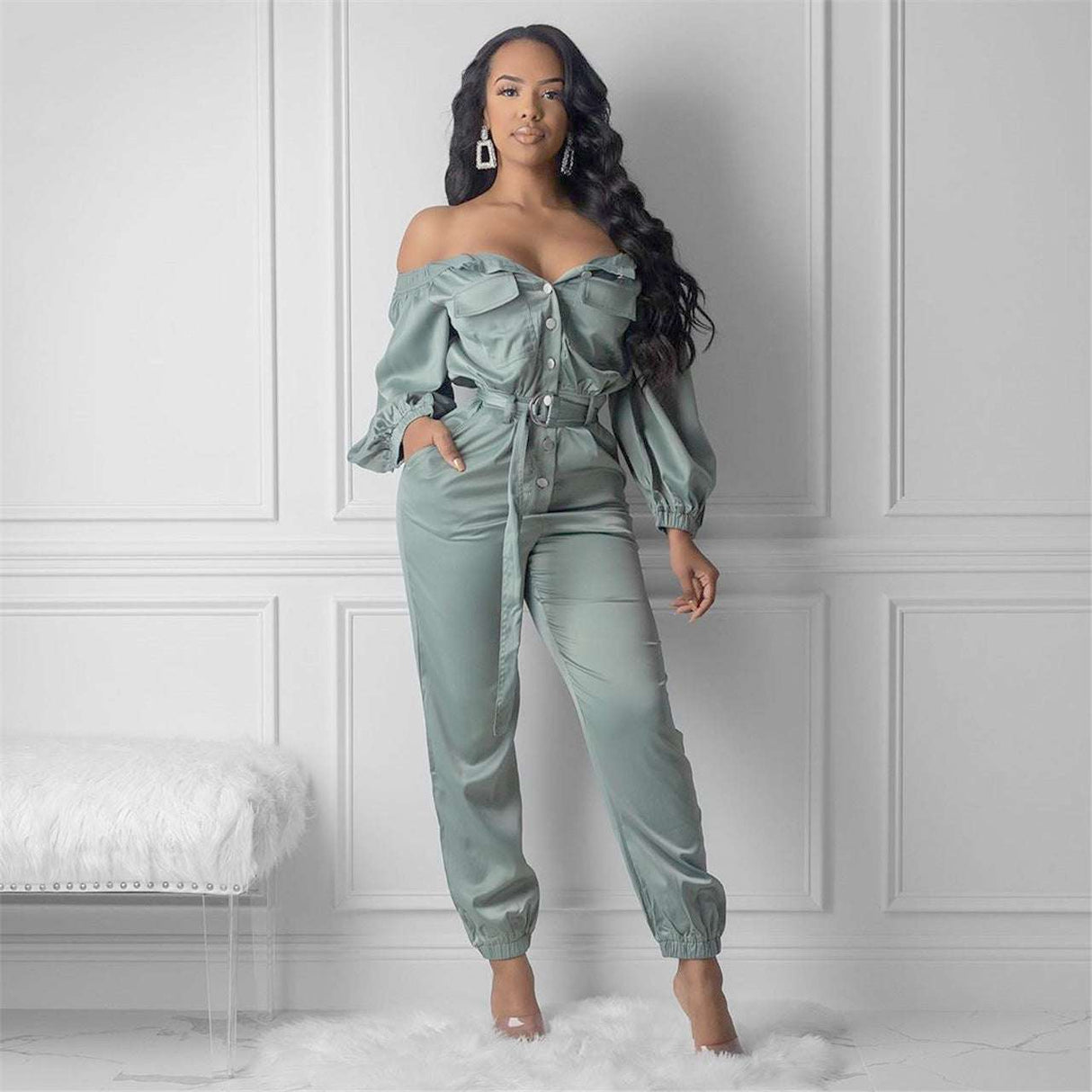 Stylish shoulder less Jumpsuit