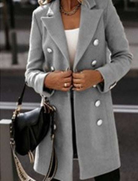 Stylish Slim-Fit Double-Breasted Wool Coat