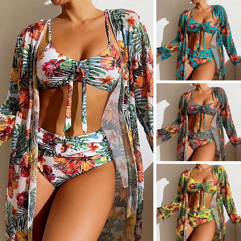 Swimwear Long Sleeved Blouse Three Piece swimsuit