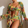 Swimwear Long Sleeved Blouse Three Piece swimsuit