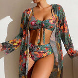 Swimwear Long Sleeved Blouse Three Piece swimsuit