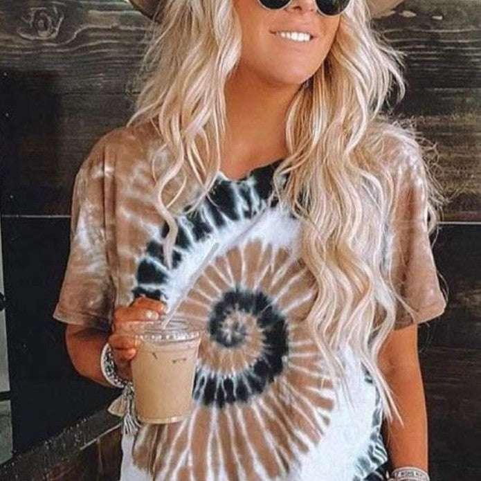 Temperament Fashion Print Short-sleeved Top