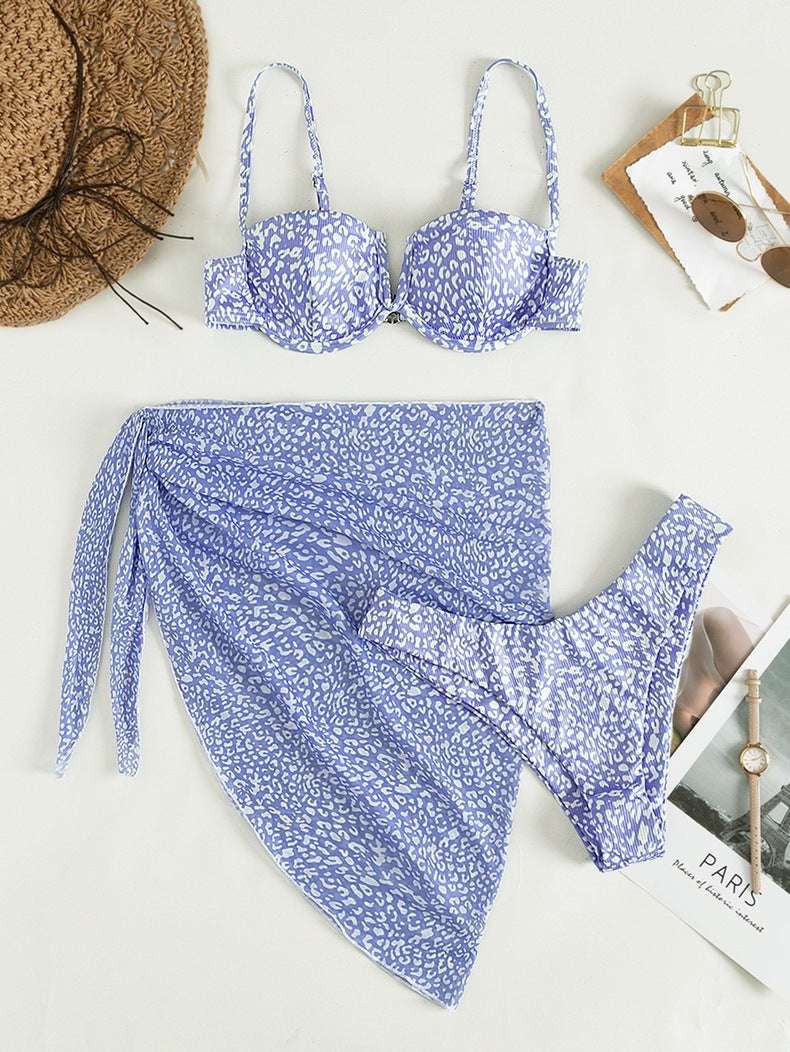 Three-piece Floral Bikini Swimsuit